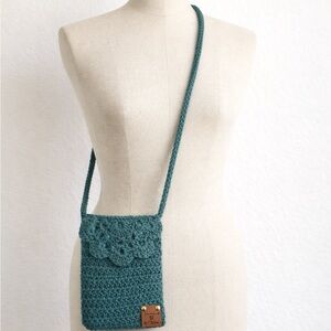Handcrafted Teal Crochet Crossbody Bag (4x5inches)